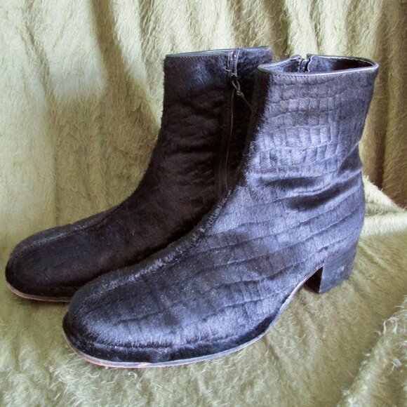 GUCCI- Blk Pony Boot - worn twice- Pony cut to look like Croco- size 45-Tom Ford - Picture 1 of 8